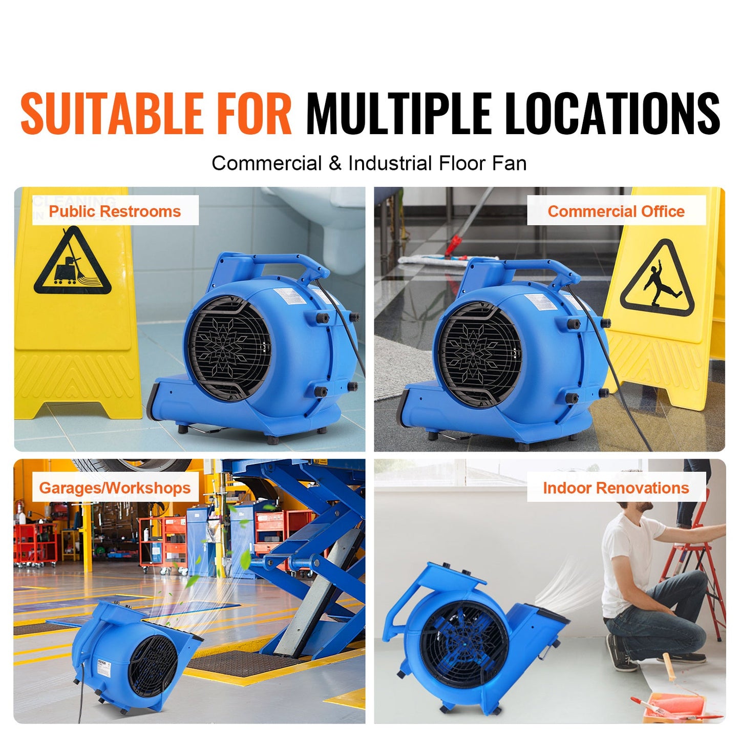 Luchtverplaatsingsventilator – Luchtverfrisser – Luchtdroger – Ventilator – Ventilatieventilator – 3 Snelheden 1500-2600 CFM – Instelbare Blaashoek