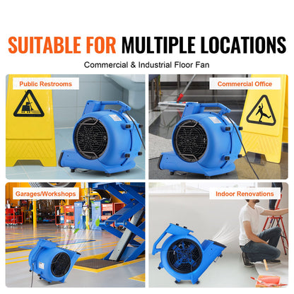 Luchtverplaatsingsventilator – Luchtverfrisser – Luchtdroger – Ventilator – Ventilatieventilator – 3 Snelheden 1500-2600 CFM – Instelbare Blaashoek