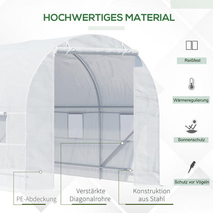 Kweekkas – Tuinkas – Mini Kas – Moestuin Kas – Groentekasje – Walk-in Kas Met Metalen Frame – 4,45x2x2 Meter – Duurzaam Polypropyleen Zeil – Lichtgewicht & Weerbestendig