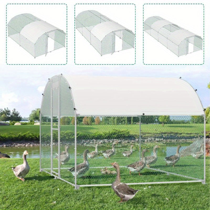 Kippenren Buiten – Kippenhok – Kippenverblijf – Hennenhok – Volière – Groot Formaat 300x800x185 cm – Verzinkt Stalen Frame & PVC Gecoat Gaas – Met Zonwering