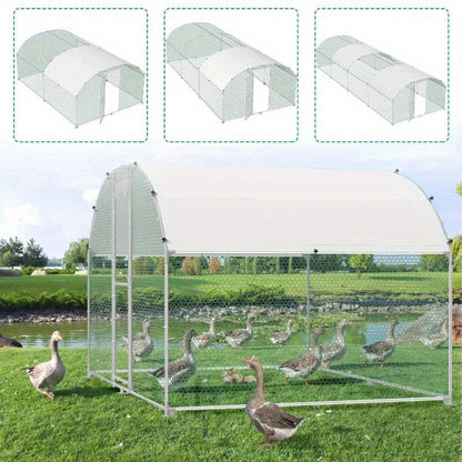 Kippenren Buiten – Kippenhok – Kippenverblijf – Hennenhok – Volière – Groot Formaat 300x800x185 cm – Verzinkt Stalen Frame & PVC Gecoat Gaas – Met Zonwering