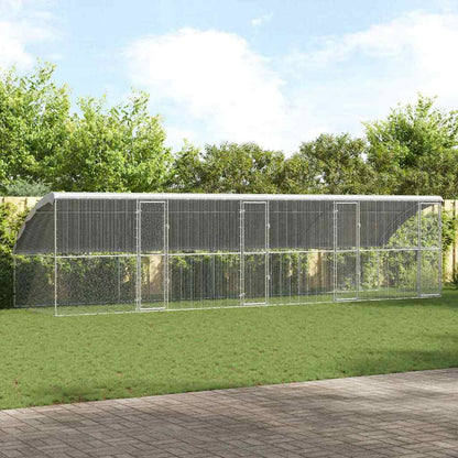 Kippenren – Kippenhok – Buitenren – Pluimveeverblijf – Houten Kippenren – 800x200x198,5 cm – Gegalvaniseerd Staal & Weerbestendig