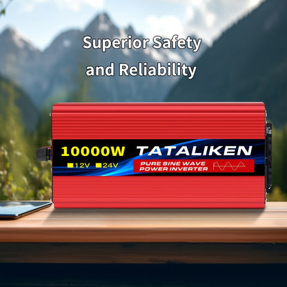 Spanningsomvormer – Omvormer – Inverter – Stroomomzetter – Converter – 12V Naar 220V – 10000W Piekvermogen – 4000W Continu Vermogen – Draagbaar & Duurzaam – Europese Standaard Stopcontact