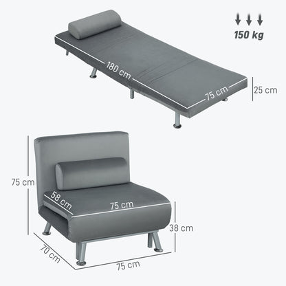 Relaxstoel Inklapbaar – Klapstoel – Ligstoel – Tuinstoel – Relaxfauteuil – Verstelbare Rugleuning – Zachte Velvet-Look Grijs