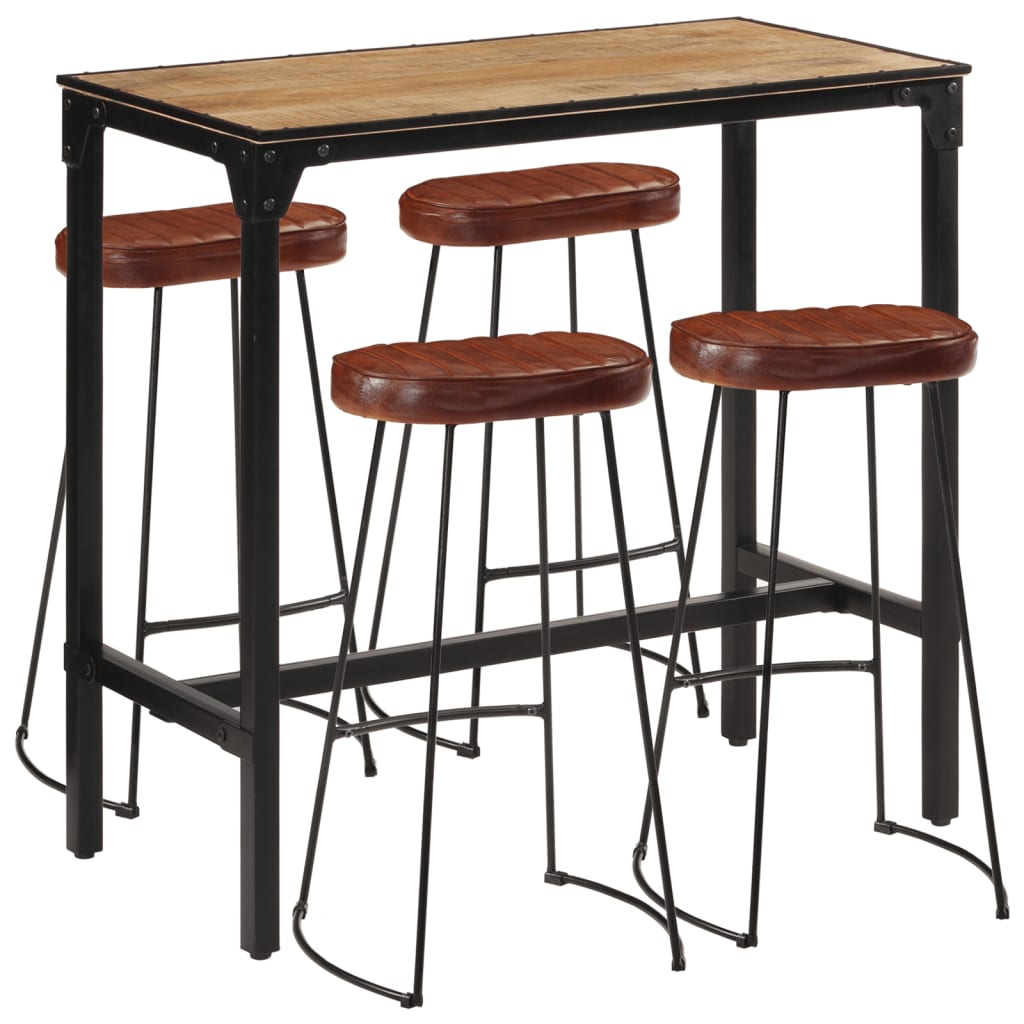 Barset – Barsets – Bar Set – Tuinbarset – Tuinbarsets – Massief Mango Hout – Industrieel Metaal Frame - Bruin