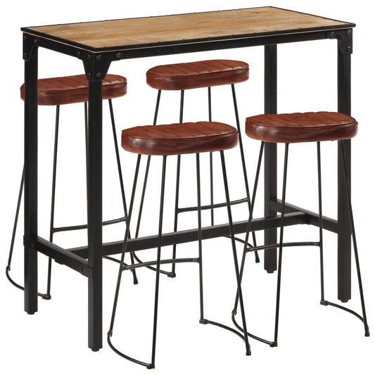 Barset – Barsets – Bar Set – Tuinbarset – Tuinbarsets – Massief Mango Hout – Industrieel Metaal Frame - Bruin