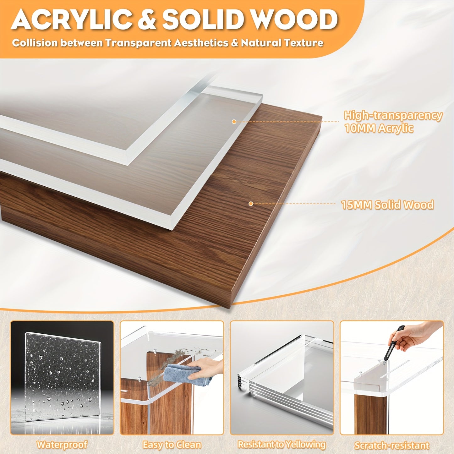 Spreekgestoelte – Lessenaar – Podium – Katheder – Presentatietafel – Hout en Acryl – Verplaatsbaar Met Wieltjes – Met 2 Opberglades