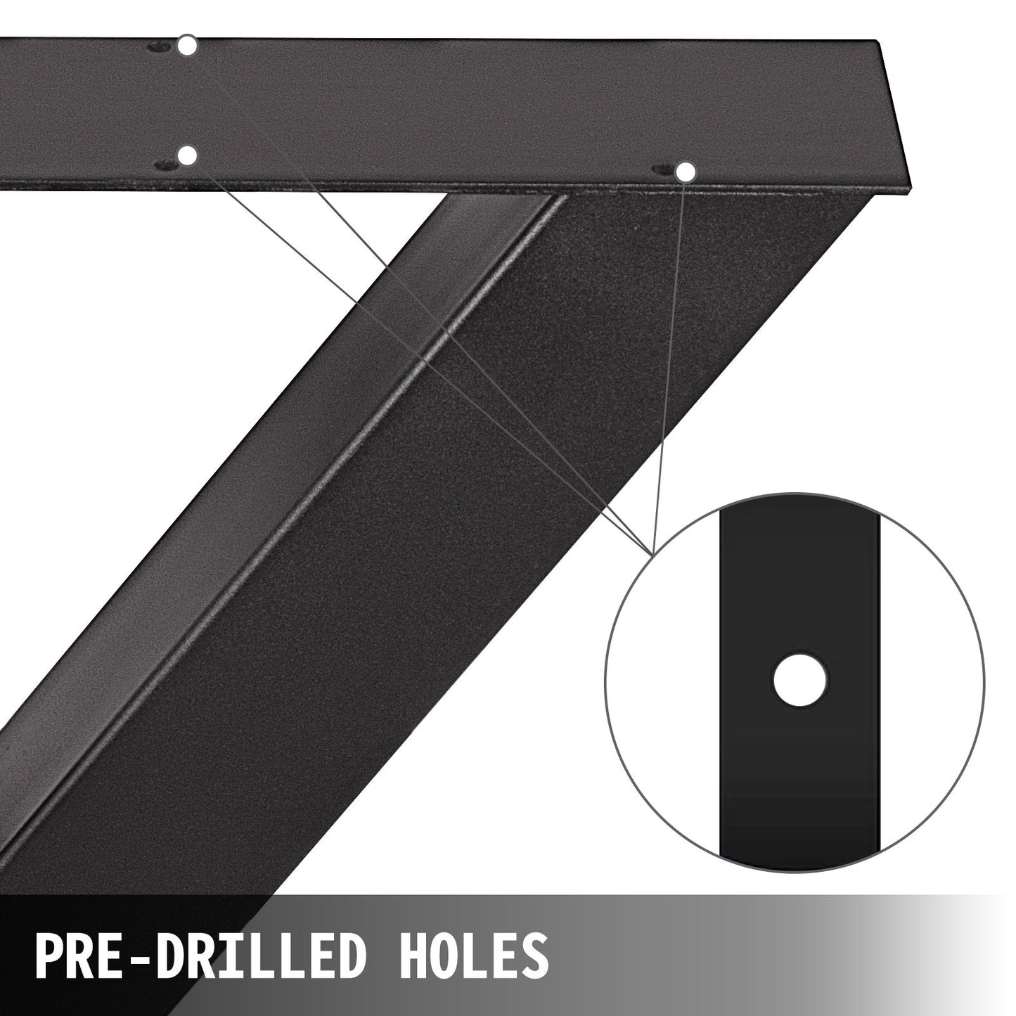 VEVOR Table Legs Metal Table Frame 720x760 mm 28.3 x 29.9 inches Stainless Steel Table Feet Black Easy Assembly Table Legs Metal Black