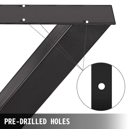 VEVOR Table Legs Metal Table Frame 720x760 mm 28.3 x 29.9 inches Stainless Steel Table Feet Black Easy Assembly Table Legs Metal Black