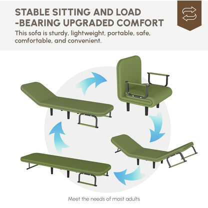 Slaapstoel – Slaapfauteuil – Slaapbankstoel – Klapstoel – Relaxstoel – Matcha Groen – Verstelbare 5-standen Rugleuning – Traagschuim Comfort