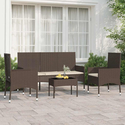 Luxe Loungeset – Loungesets – Tuinset – Outdoor Meubelset – Tuinmeubelen – Weerbestendig Poly Rattan – Comfortabele Afneembare Kussens – Bruin