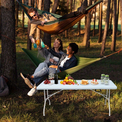 Opvouwbare Tafel – Vouwtafel – Campingtafel – Klaptafel – Werktafel – Verstelbare Hoogte – Stevige IJzeren Constructie – 180 cm – Draagvermogen 135 kg – Wit Retro Design