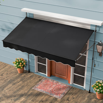 Markies Zonnescherm – Balkon Zonwering – Terras Luifel – Uitschuifbaar Scherm – Klemmarkies – Verstelbaar 210-300 cm – Waterafstotend Polyester – Zwart Gepoedercoat Stalen Frame