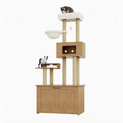 Krabpaal – Kattenboom – Kattenhuis – Krabmeubel – Krabtoren – Ruime Platforms – Aluminium Frame – 80x50x173 cm – Ruimtebesparend Design
