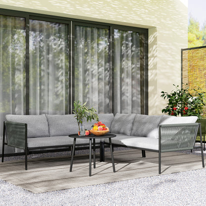 Tuinmeubelen – Loungeset – Garden Set – Buitenmeubels – Balkonmeubelen – 5-Zits – Weerbestendig Stalen Frame – Inclusief Afneembare Kussens – Donkergrijs