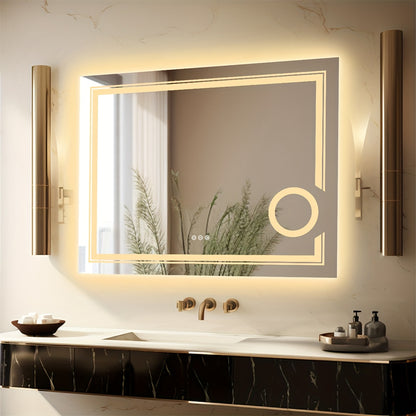 Badkamerspiegel – Wandspiegel – Verlichte Spiegel – LED Spiegel – Make-up Spiegel – 60x80 cm – 3X Vergroting – Anti-Condensfunctie