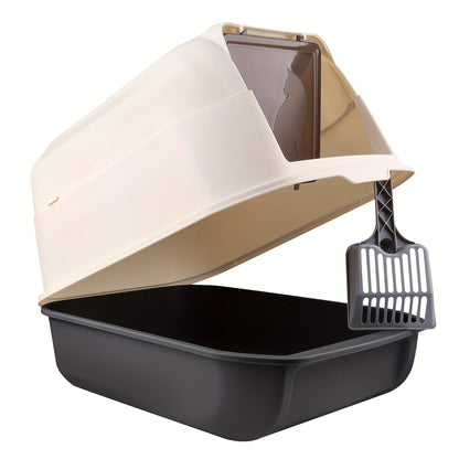 PP Cat Litter Box 36x51x34cm | Convertible Open/Closed Design | Reduce Tracking By 40%