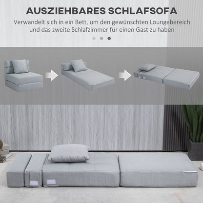 Slaapbank – Sofa Bed – Relaxstoel – Logeerbed – Vouwbank – Handmatig Bediening – Lichtgewicht & Comfortabel – Modern Minimalistisch Grijs