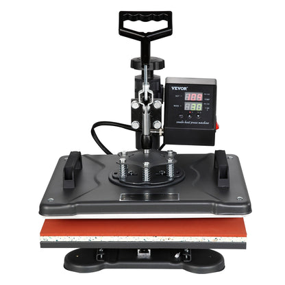 Warmtepers – Transferpers – Textielpers – T-shirt Pers – 8-in-1 Multi Heat Press – 1250W Vermogen – 38x30 cm Verwarmingsoppervlak – Digitale LCD Bediening – 360° Draaibare Arm – Zwart