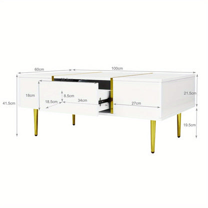 Salontafel – Koffietafel – Woonkamertafel – Bijzettafel – Tafeltje – Hoogglans Wit – 2 Ruime Lades – Gemakkelijk Schoon Te Maken