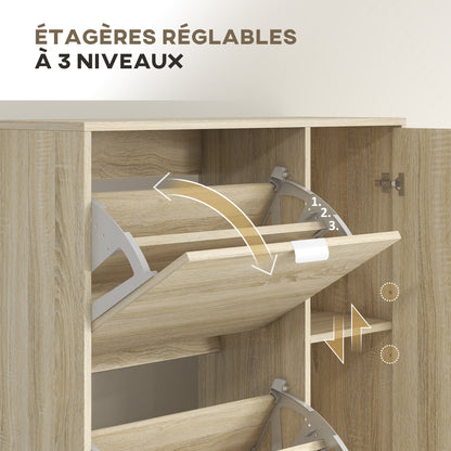 Schoenenkast – Schoenopberger – Schoenenrek – Schoenenkastje – Schoenenmeubel – 4 Deuren Met Spiegel – Verstelbare Planken Voor 16 Paar Schoenen