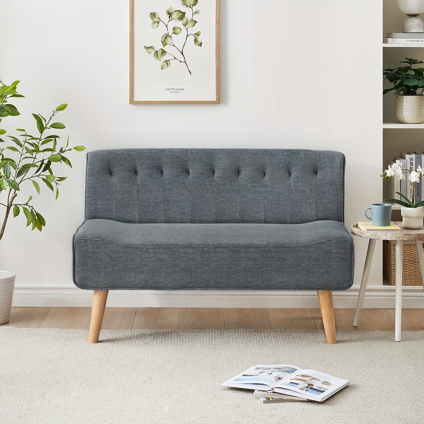 2-Zitsbank – Loveseat – Sofa Bed – Sleeper Sofa – Futon Bank – Donkergrijze Linnenlook – Ruimtebesparend & Onderhoudsvriendelijk