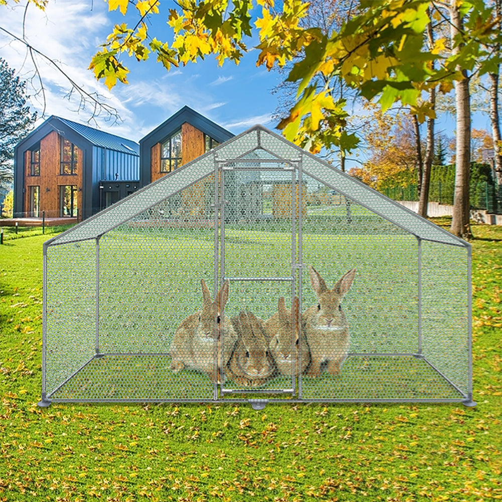 Kippenhok – Kippenren – Pluimveehok – Buitenren – Dierenverblijf – 3x4x2 m – Stevig Gegalvaniseerd Staal – Waterdicht UV-bestendig PE Dak
