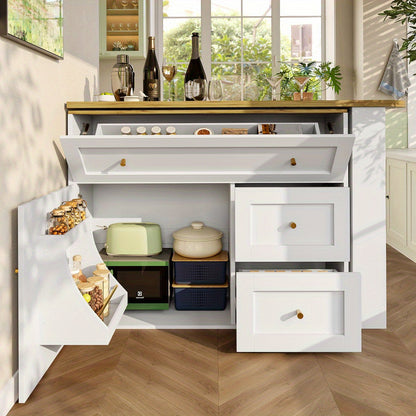 Uitklapbare Bartafel – Bar Tafel – Statafel – Keukeneiland – Bistrotafel – Wit Met Metaal – Uitschuifbaar 138-204 cm – Met Opbergruimte En Snackrek
