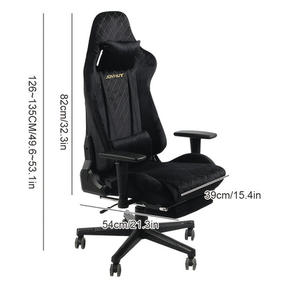 Gamingstoel – Gamestoel – Gaming Chair – Game Stoel – Bureaustoel – Ergonomisch Design – Verstelbare Hoogte 8cm – Met Voetensteun – Vintage Flannel