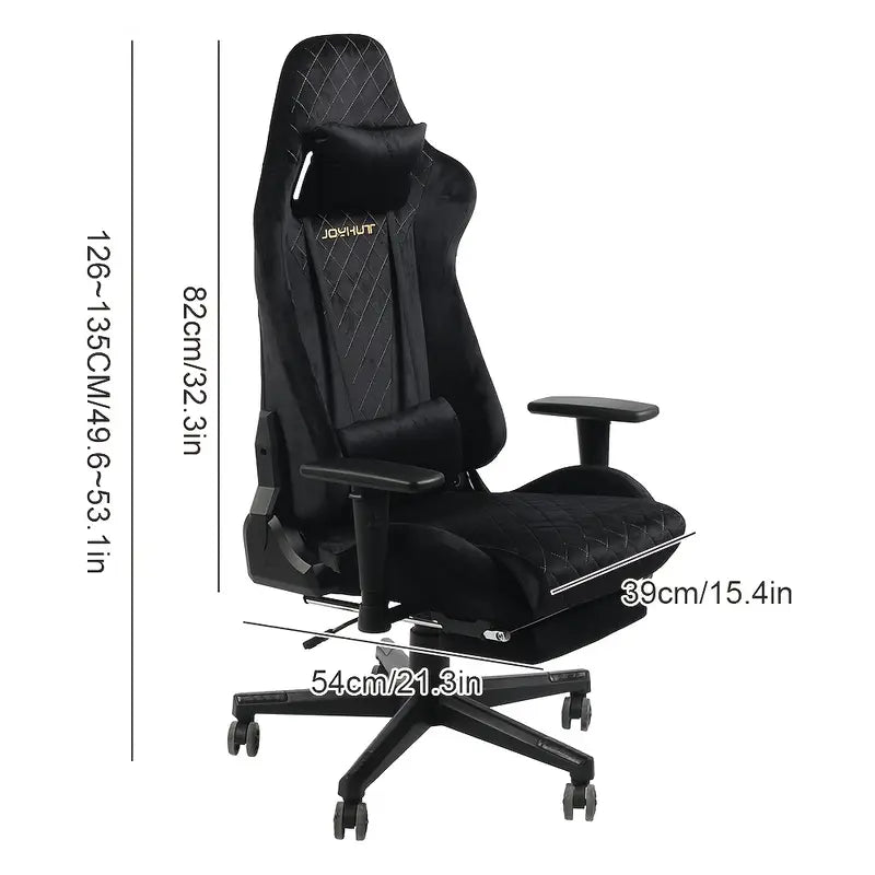 Gamingstoel – Bureaustoel – Gamestoel – Computestoel – Racestoel – Met Voetensteun – Ergonomisch Design – Verstelbare Hoogte 8 cm – Vintage Flanel – Draaibare Armleuningen