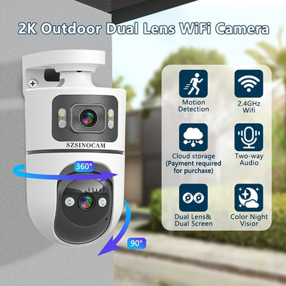 Bewakingscamera – Beveiligingscamera – IP Camera – Buitencamera – Huisbeveiliging – Draadloos met Dual Lens – Nachtzicht met Auto Tracking