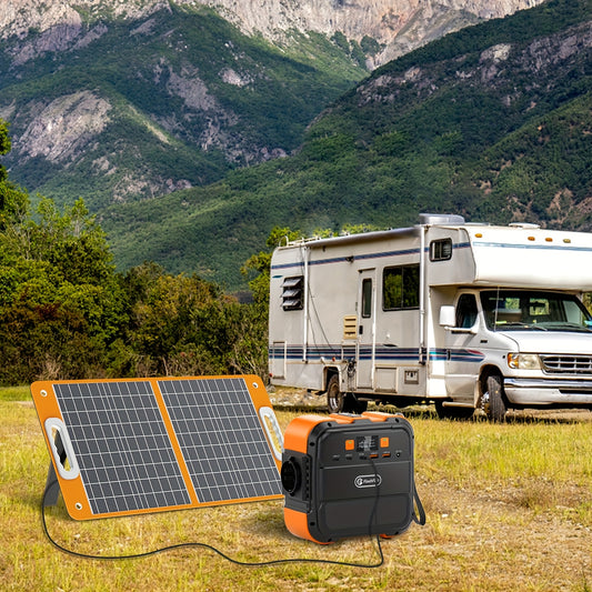 Draagbare Power Station – Mobiele Stroomvoorziening – Solar Generator – Noodstroom Backup – Outdoor Accu Oplader – 120W Output – Inclusief 60W Opvouwbaar Zonnepaneel