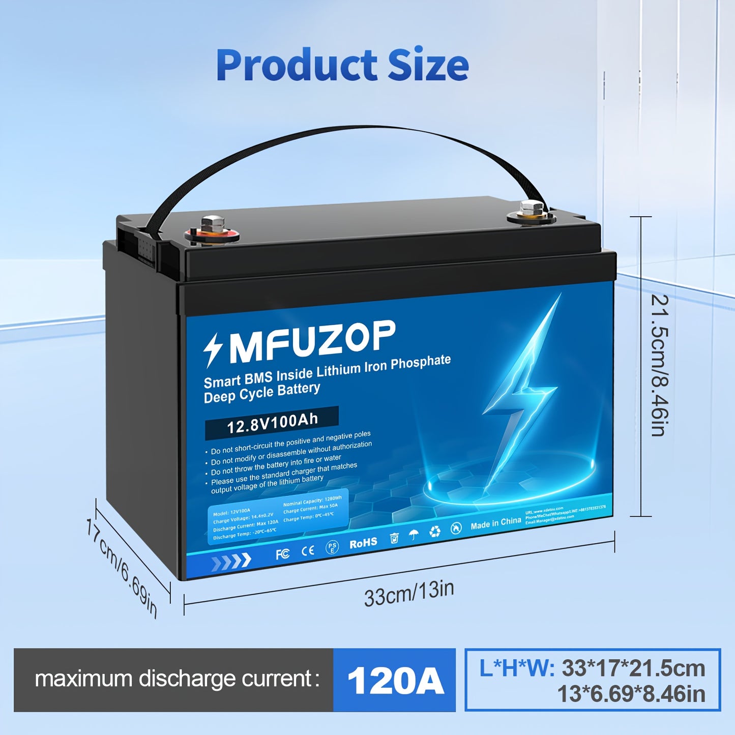 LiFePO4 Accu – Lithium Batterij – Deep Cycle Batterij – Solar Accu – RV Accu – 12V 100Ah – Slimme BMS & Snelle 100A Oplaadfunctie