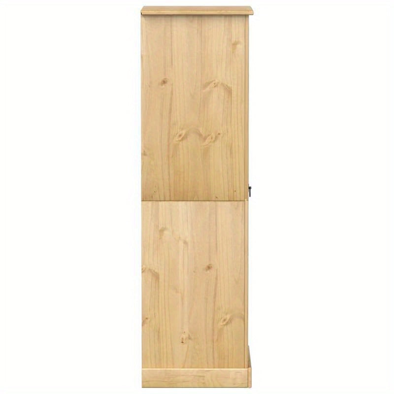 Kledingkast – Garderobekast – Opbergkast – Linnenkast – Kast Bruin – Massief Dennenhout – Compact 55x50x170 cm – Vrijstaand Met Lade & Legplanken