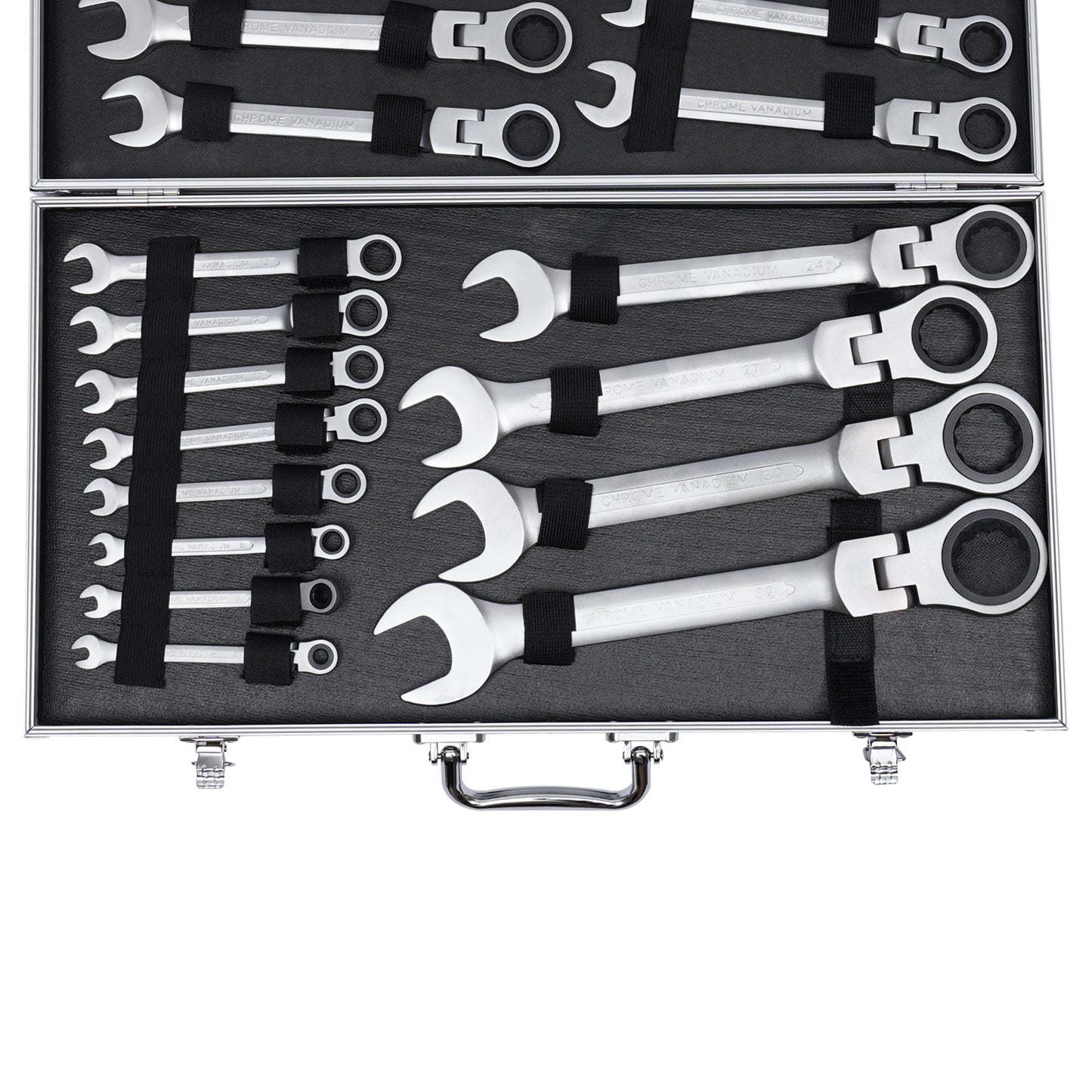 TOOL1SHOOO Professional Ratchet Wrench Set, 22 Sizes, 6mm-32mm, with Tool Box, Suitable for Industrial Electrical Maintenance and Automotive Bolt Fastening, Automotive Maintenance, Polished Finish, Durable Construction, Wrenc