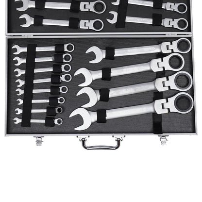TOOL1SHOOO Professional Ratchet Wrench Set, 22 Sizes, 6mm-32mm, with Tool Box, Suitable for Industrial Electrical Maintenance and Automotive Bolt Fastening, Automotive Maintenance, Polished Finish, Durable Construction, Wrenc