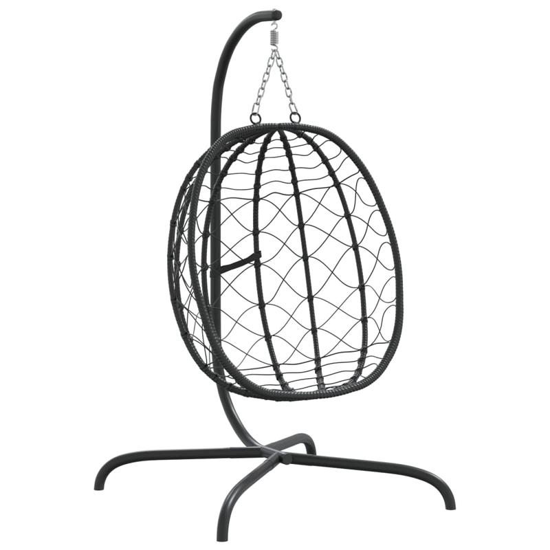 Hangstoel Ei – Hangstoel Schommelstoel Tuinstoel Relaxstoel – Stevig Gepoedercoat Stalen Frame – Synthetisch PE-Rattan – Met Kussen – Weerbestendig – Binnen & Buiten – Tot 150 kg – Compact Design
