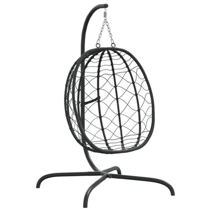 Hangstoel Ei – Hangstoel Schommelstoel Tuinstoel Relaxstoel – Stevig Gepoedercoat Stalen Frame – Synthetisch PE-Rattan – Met Kussen – Weerbestendig – Binnen & Buiten – Tot 150 kg – Compact Design