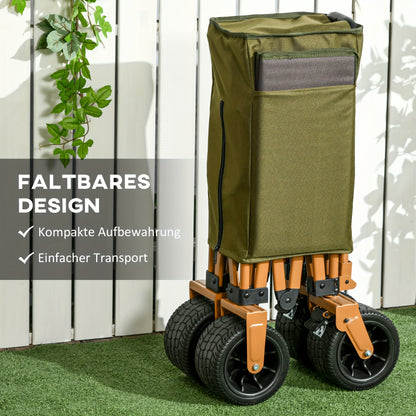 Strandwagen – Bolderkar – Transportwagen – Bolderwagen – Opvouwbare Trolley – Max. 120 Kg – Stevig Metalen Frame – Groen