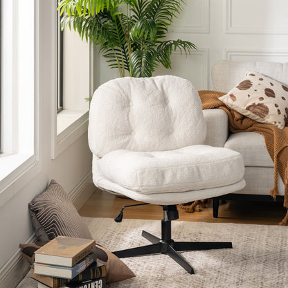 Witte Stoel – Bureaustoel – Draaistoel – Eetkamerstoel – Fauteuil – 360° Draaibaar – Verstelbare Zithoogte 48-55 cm