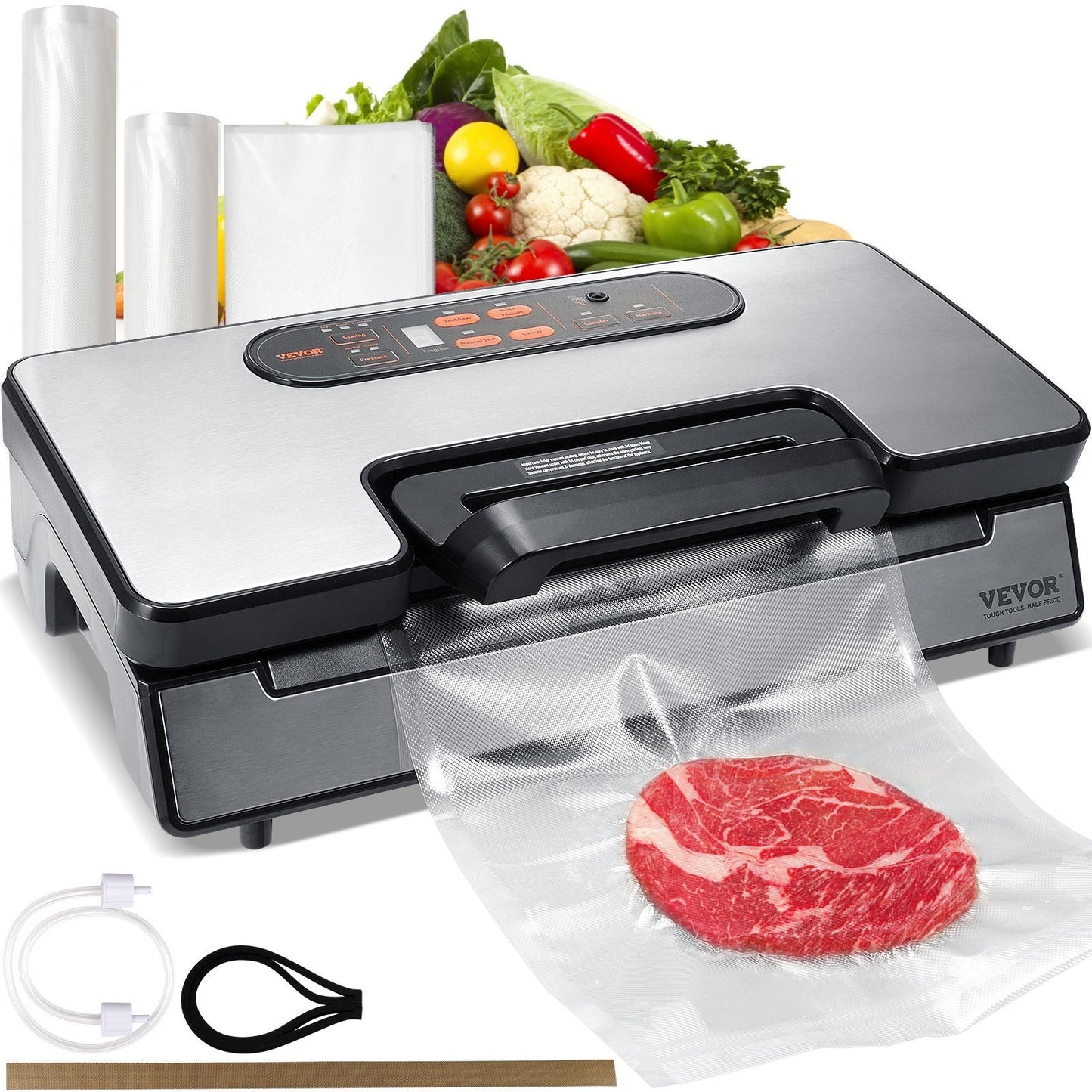 Vacuümzakmachine – Vacuümsealer – Vacumeermachine – Sealapparaat – Foodsaver – 130W Krachtige Dubbele Vacuümpomp – Ingebouwde Snijder en Zakrollenhouder