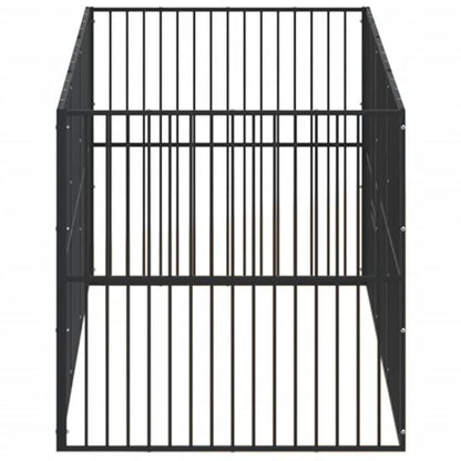 Hondenren – Puppyren – Hondenkennel – Hondenbench – Kennel – 8 Panels – Zwart Gegalvaniseerd Staal – Stevig & Weerbestendig