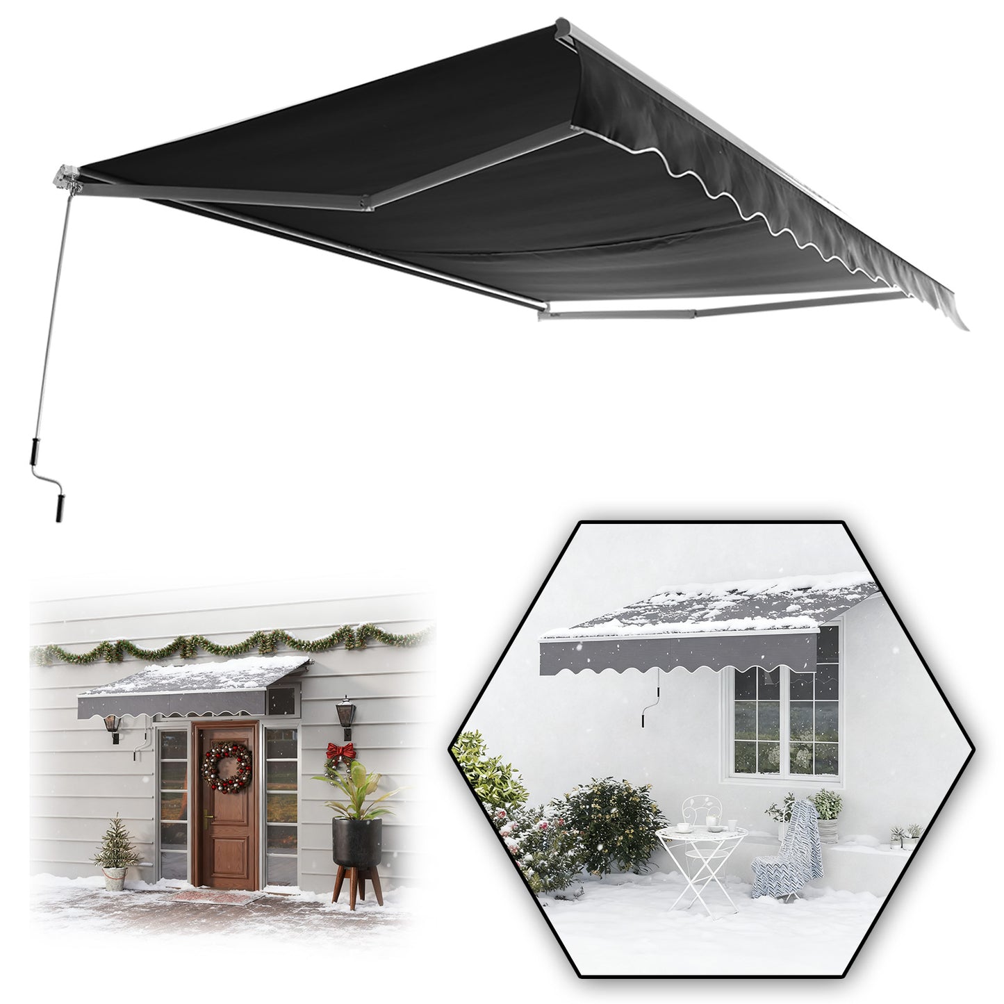 Uitschuifbare Zonwering – Balkonzonwering – Knikarmscherm – Handbediende Zonnescherm – Terraszonwering – Afmeting 250x200 cm – Aluminium Frame – Duurzaam Polyester Doek