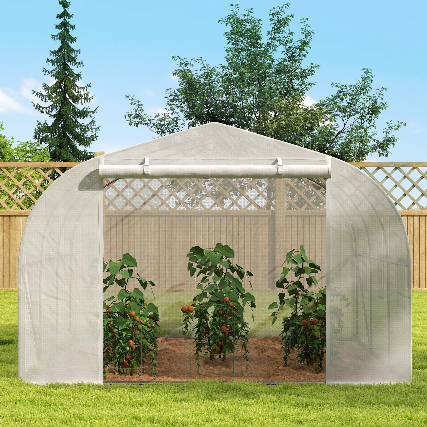 Tuinkas Tunnel – Kassen – Serre – Groententent – Plantentent – 3,5 x 3 x 2 m – Gegalvaniseerd Stalen Frame – Waterdicht UV-bestendig PE Zeil Wit