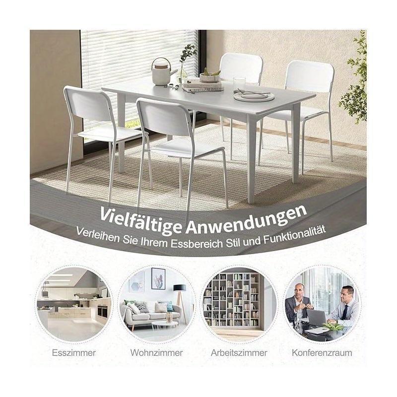 Eetkamerstoelen – Stapelbare Stoelen – Keukenstoelen – Zonder Armleuning – Set Van 4 – Met Metalen Frame – Comfortabel En Duurzaam – Wit