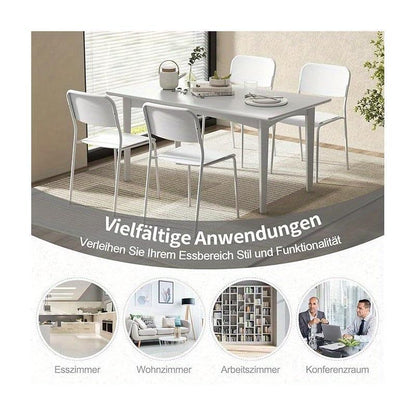 Eetkamerstoelen – Stapelbare Stoelen – Keukenstoelen – Zonder Armleuning – Set Van 4 – Met Metalen Frame – Comfortabel En Duurzaam – Wit