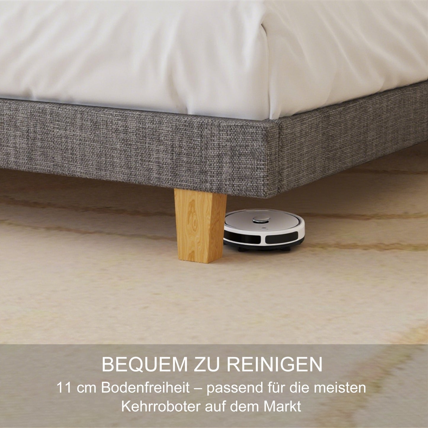 Gestoffeerd Tweepersoonsbed – Bedframe – Slaapkamerbed – Platformbed – Hoogwaardig Bed – 120x200 cm – Linnen Bekleding – Stevige Lattenbodem