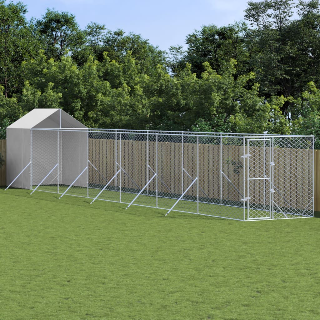 Hondenhok – Buitenkennel – Hondenren – Dierenverblijf – Huisdierenhok – Verzinkt Staal – Water- en UV-bestendig Dak – 2x14x2,5m