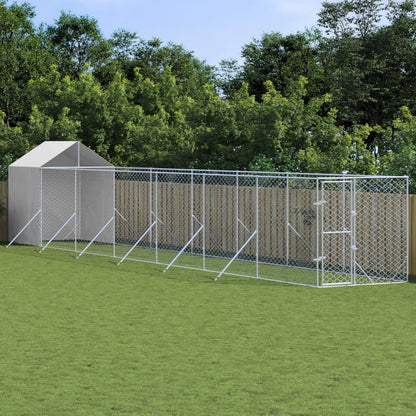 Hondenhok – Buitenkennel – Hondenren – Dierenverblijf – Huisdierenhok – Verzinkt Staal – Water- en UV-bestendig Dak – 2x14x2,5m