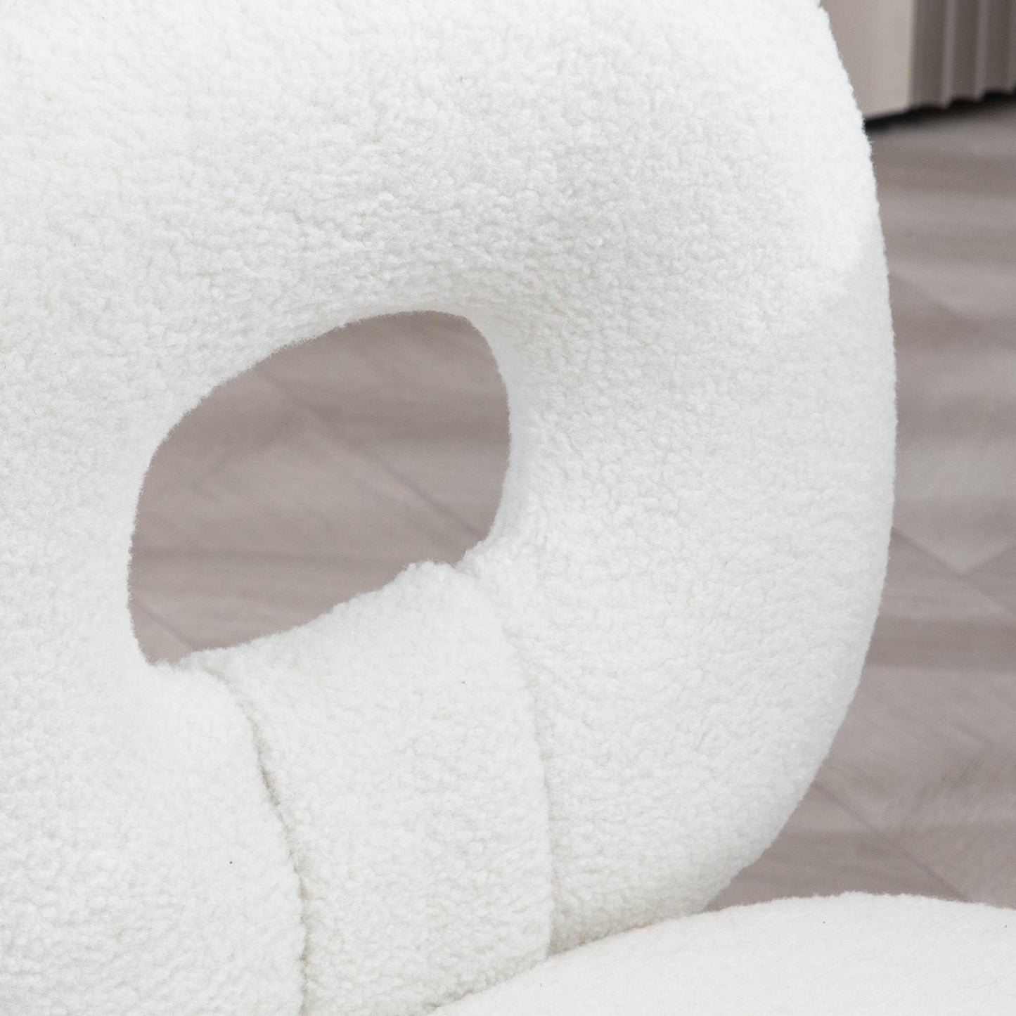 Bureaustoel – Bureaustoel Zonder Armleuningen – Draaistoel – Werkstoel – Computestoel – Wit Polyester Met Teddy Design – 360° Draaibaar – Hoogte Verstelbaar
